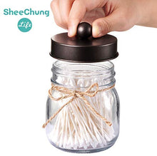 Load image into Gallery viewer, Mason Jar Bathroom Accessories Set - Mason Jar Foaming Hand Soap Dispenser and Qtip Holder Set - Rustic Farmhouse Decor Apothecary Jars Bathroom Countertop and Vanity Organizer (Bronze)-Patent Pending: Home &amp; Kitchen