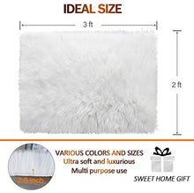 Load image into Gallery viewer, Noahas Luxury Fluffy Rugs Bedroom Furry Carpet Bedside Sheepskin Area Rugs Children Play Princess Room Decor Rug, 2ft x 3ft, White