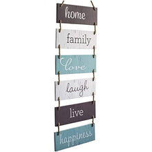Load image into Gallery viewer, Excello Global Products Large Hanging Wall Sign: Rustic Wooden Decor (Home, Family, Love, Laugh, Live, Happiness) Hanging Wood Wall Decoration (11.75" x 32"): Home &amp; Kitchen