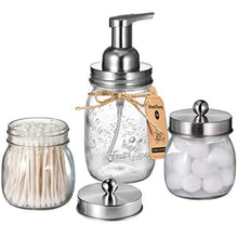 Load image into Gallery viewer, Mason Jar Bathroom Accessories Set - Mason Jar Foaming Hand Soap Dispenser and Qtip Holder Set - Rustic Farmhouse Decor Apothecary Jars Bathroom Countertop and Vanity Organizer (Bronze)-Patent Pending: Home &amp; Kitchen