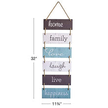 Load image into Gallery viewer, Excello Global Products Large Hanging Wall Sign: Rustic Wooden Decor (Home, Family, Love, Laugh, Live, Happiness) Hanging Wood Wall Decoration (11.75" x 32"): Home &amp; Kitchen