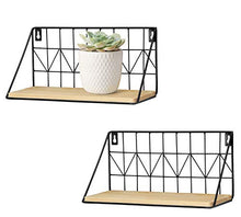 Load image into Gallery viewer, Mkono Wall Mounted Floating Shelves Set of 2 Rustic Metal Wire Storage Shelves Display Racks Home Decor: Home &amp; Kitchen