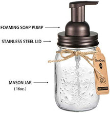 Load image into Gallery viewer, Mason Jar Bathroom Accessories Set - Mason Jar Foaming Hand Soap Dispenser and Qtip Holder Set - Rustic Farmhouse Decor Apothecary Jars Bathroom Countertop and Vanity Organizer (Bronze)-Patent Pending: Home &amp; Kitchen