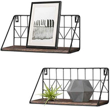 Load image into Gallery viewer, Mkono Wall Mounted Floating Shelves Set of 2 Rustic Metal Wire Storage Shelves Display Racks Home Decor: Home &amp; Kitchen