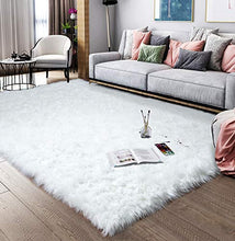Load image into Gallery viewer, Noahas Luxury Fluffy Rugs Bedroom Furry Carpet Bedside Sheepskin Area Rugs Children Play Princess Room Decor Rug, 2ft x 3ft, White