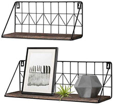 Load image into Gallery viewer, Mkono Wall Mounted Floating Shelves Set of 2 Rustic Metal Wire Storage Shelves Display Racks Home Decor: Home &amp; Kitchen