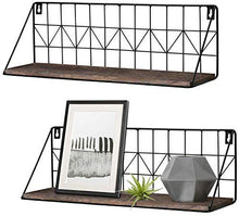 Load image into Gallery viewer, Mkono Wall Mounted Floating Shelves Set of 2 Rustic Metal Wire Storage Shelves Display Racks Home Decor: Home &amp; Kitchen
