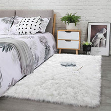 Load image into Gallery viewer, Noahas Luxury Fluffy Rugs Bedroom Furry Carpet Bedside Sheepskin Area Rugs Children Play Princess Room Decor Rug, 2ft x 3ft, White