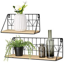 Load image into Gallery viewer, Mkono Wall Mounted Floating Shelves Set of 2 Rustic Metal Wire Storage Shelves Display Racks Home Decor: Home &amp; Kitchen