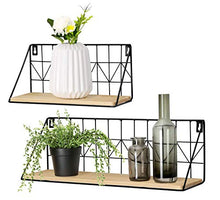 Load image into Gallery viewer, Mkono Wall Mounted Floating Shelves Set of 2 Rustic Metal Wire Storage Shelves Display Racks Home Decor: Home &amp; Kitchen