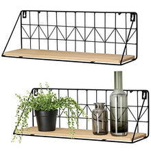 Load image into Gallery viewer, Mkono Wall Mounted Floating Shelves Set of 2 Rustic Metal Wire Storage Shelves Display Racks Home Decor: Home &amp; Kitchen