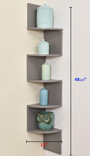 Load image into Gallery viewer, Greenco 5 Tier Wall Mount Corner Shelves Gray Finish