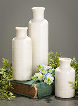Load image into Gallery viewer, Sullivans Small White Vase Set (Ceramic), Rustic Home Decor, Distressed White, Set of 3 Vases (CM2333).