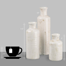 Load image into Gallery viewer, Sullivans Small White Vase Set (Ceramic), Rustic Home Decor, Distressed White, Set of 3 Vases (CM2333).