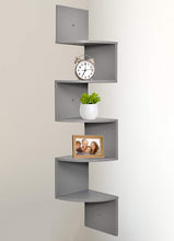 Load image into Gallery viewer, Greenco 5 Tier Wall Mount Corner Shelves Gray Finish