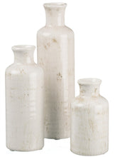 Load image into Gallery viewer, Sullivans Small White Vase Set (Ceramic), Rustic Home Decor, Distressed White, Set of 3 Vases (CM2333).
