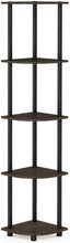 Load image into Gallery viewer, Furinno Turn-N-Tube 5 Tier Corner Shelf, Dark Brown Grain/Black