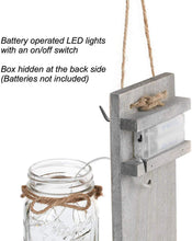 Load image into Gallery viewer, GBtroo Rustic Wall Sconces - Mason Jars Sconce, Rustic Home Decor,Wrought Iron Hooks, Silk Hydrangea and LED Strip Lights Design 6 Hour Timer Home Decoration (Set of 2)