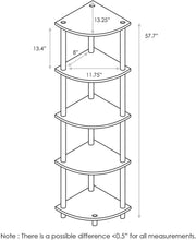 Load image into Gallery viewer, Furinno Turn-N-Tube 5 Tier Corner Shelf, Dark Brown Grain/Black