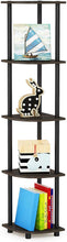 Load image into Gallery viewer, Furinno Turn-N-Tube 5 Tier Corner Shelf, Dark Brown Grain/Black